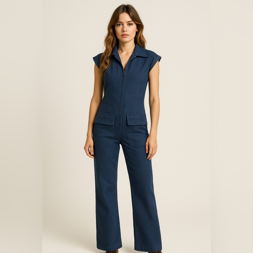 Glam Disco Women's Blue Wide Leg Jumpsuit